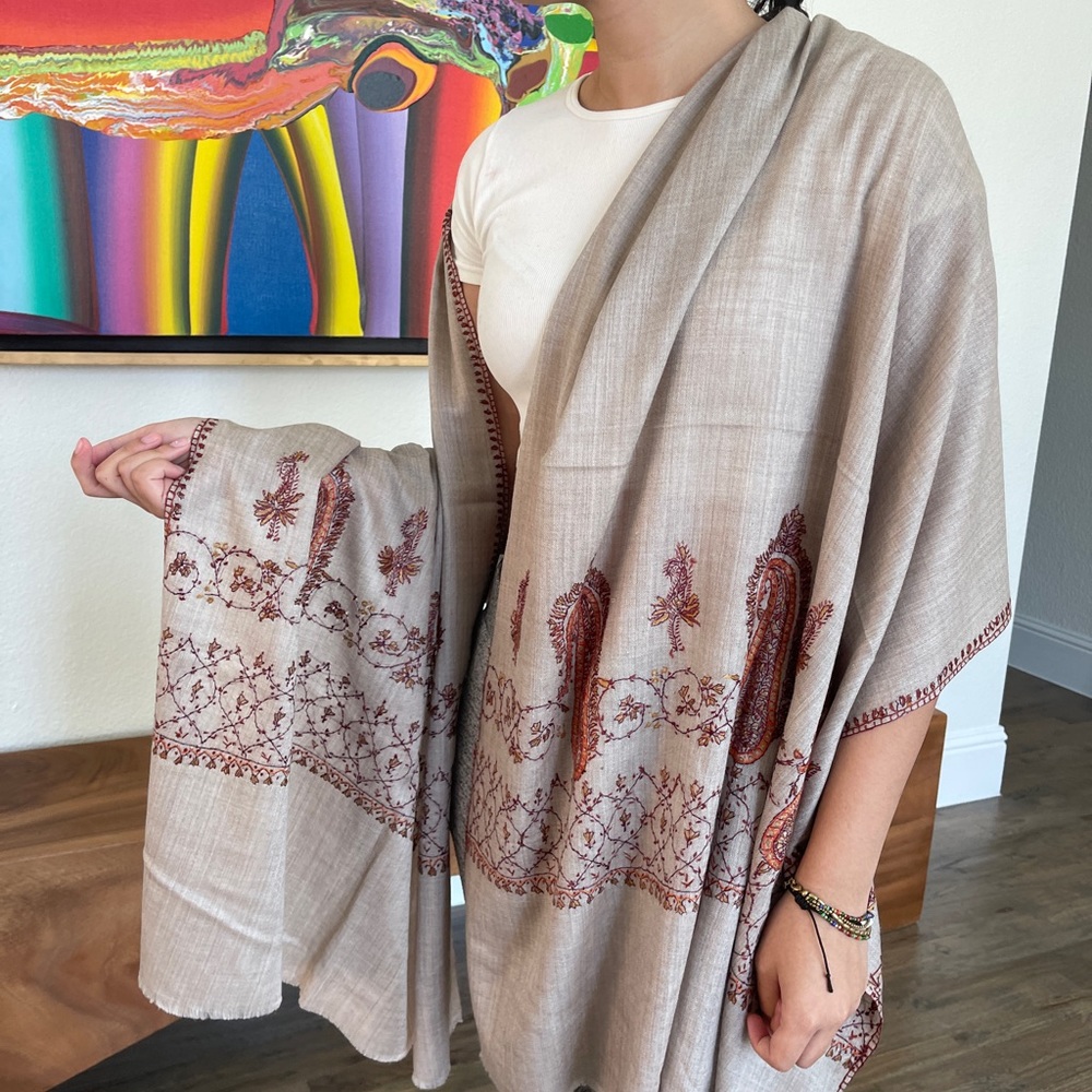 Kashmiri hand embroidered stole/wrap/scarf.